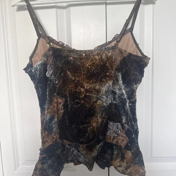 Y2K Velvet Corset Top-Lace Patchwork Bustier-Fairy Grunge/Whimsigoth - Picture 8 of 12